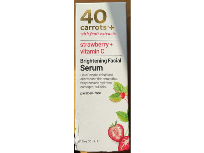40 Carrots+ Brightening Facial Serum, Strawberry + Vitamin C, 1 fl oz/30 mL