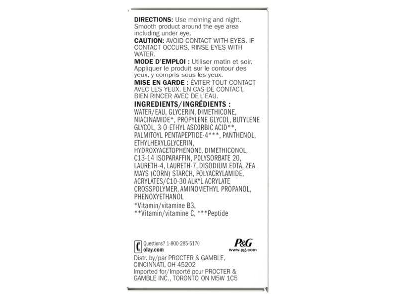 Olay Brightening Eye Cream, Vitamin C + Peptide 24, 0.5 oz/14 g
