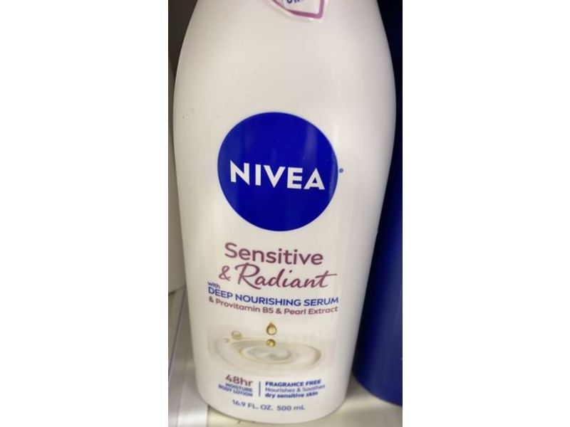 Nivea Sensitive And Radiant Body Lotion, Nourishing Serum, 16.9 fl oz/500 mL