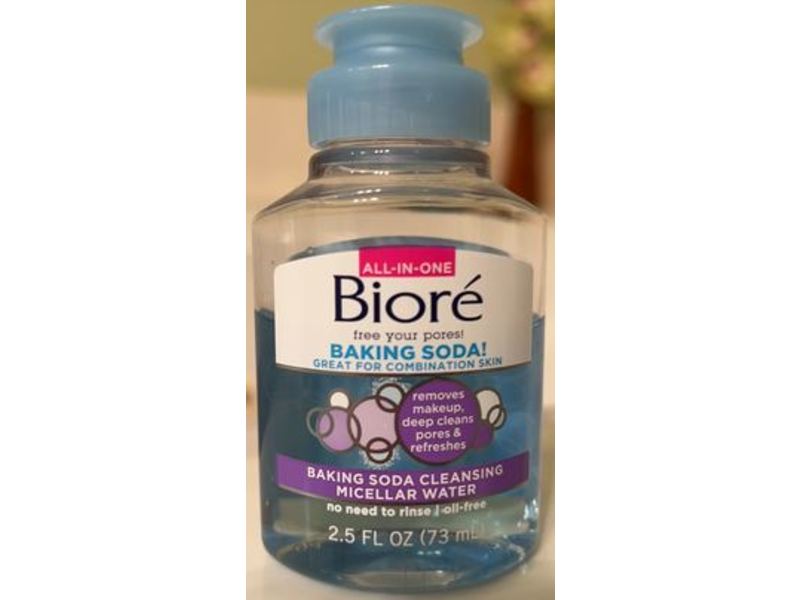 Biore Baking Soda Cleansing Micellar Water, Oil-Free, 2.5 fl oz/73 mL