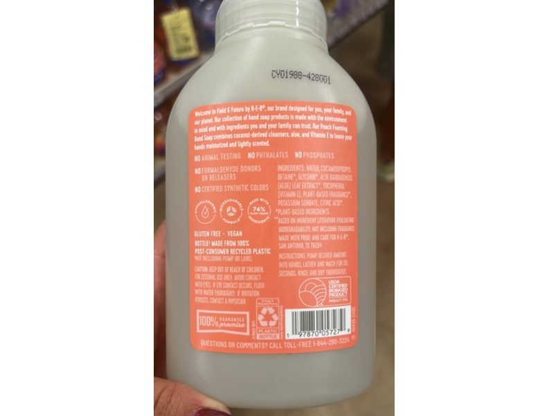 Field & Future By Heb Foaming Hand Soap, Peach Scent, 10 fl oz/295 mL
