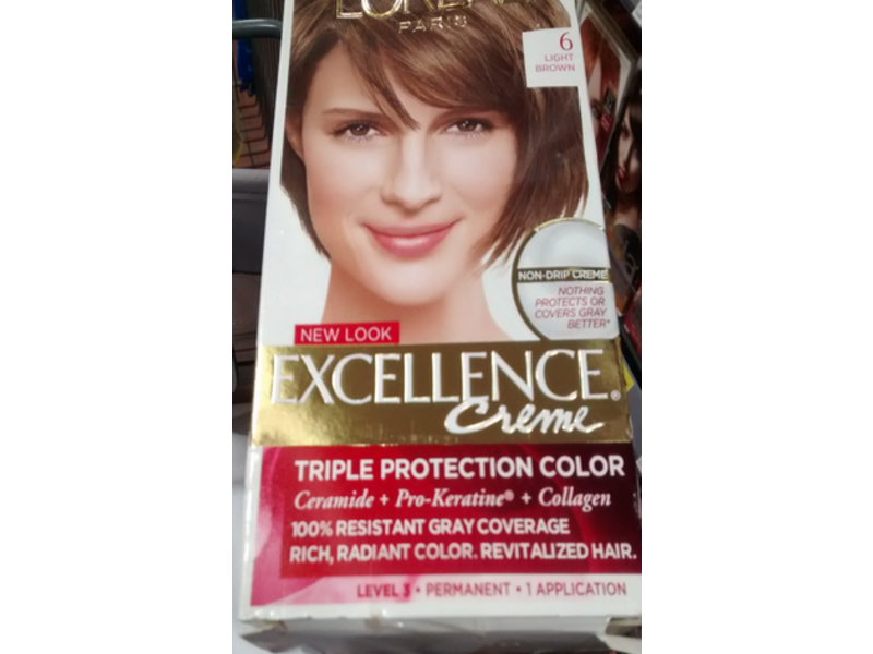L'Oreal Paris Excellence Creme Triple Protection Permanent Color, 6 Light Brown, 1 Application