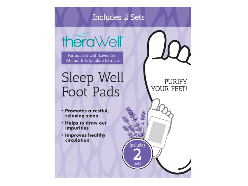 Therawell Sleep Well Foot Pads, Lavender Vitamin E & Bamboo Extracts, 2 Count