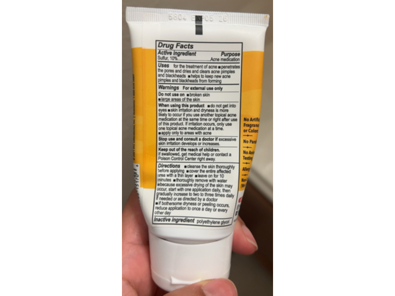 De La Cruz Acne Treatment Ointment, 10% Sulfur, 2.6 oz/74 g