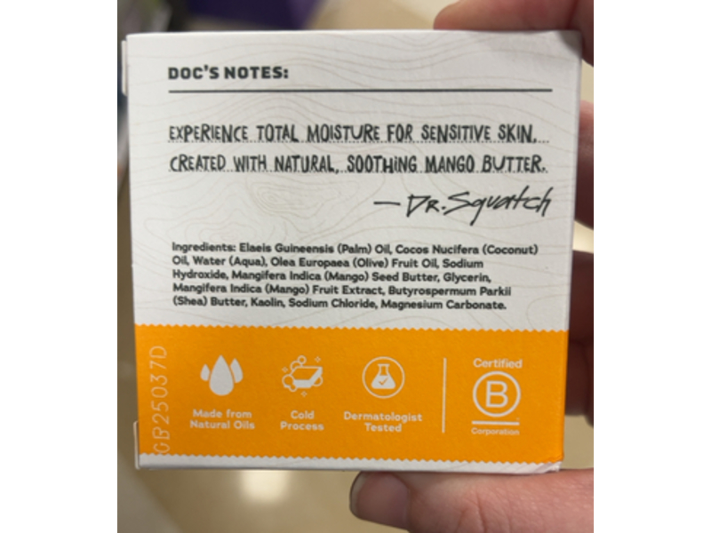 Dr. Squatch Total Moisture Bar Soap, Mango Butter, 5 oz/141 g, Pack Of 3