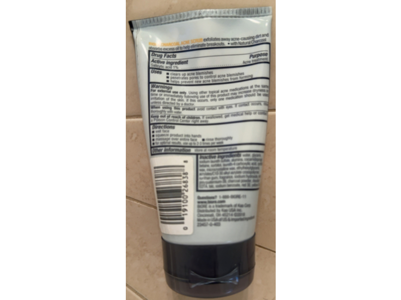 Biore Charcoal Acne Scrub, 4.5 oz/127 g