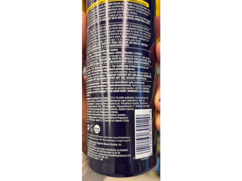 Hask Blonde Care Purple Toning Shampoo, Elderberry Oil & Vitamin C, 12 fl oz/355 mL