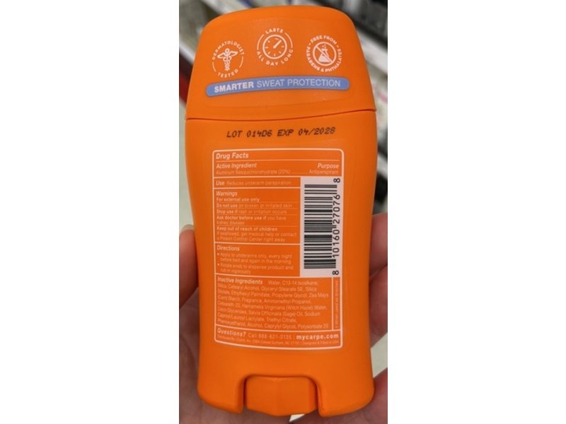 Carpe Antiperspirant Deodorant, Fresh Powder, 1.76 oz/50 g