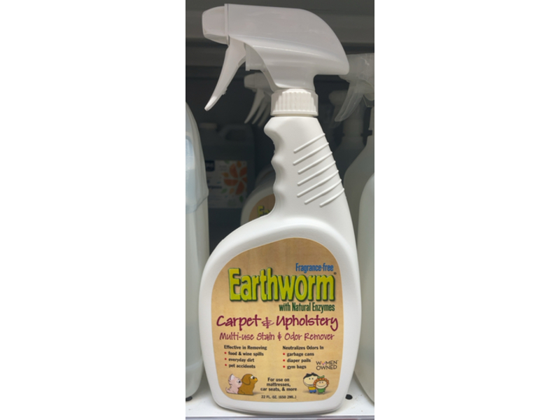Earthworm Carpet & Upholstery Cleaner Spot & Stain Remover, 22 fl oz/650 mL, Pack Of 6