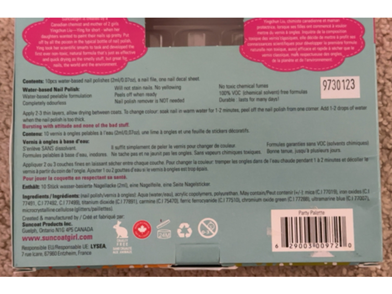 Suncoat Girl Water Based Nail Polish Set, Party Palette