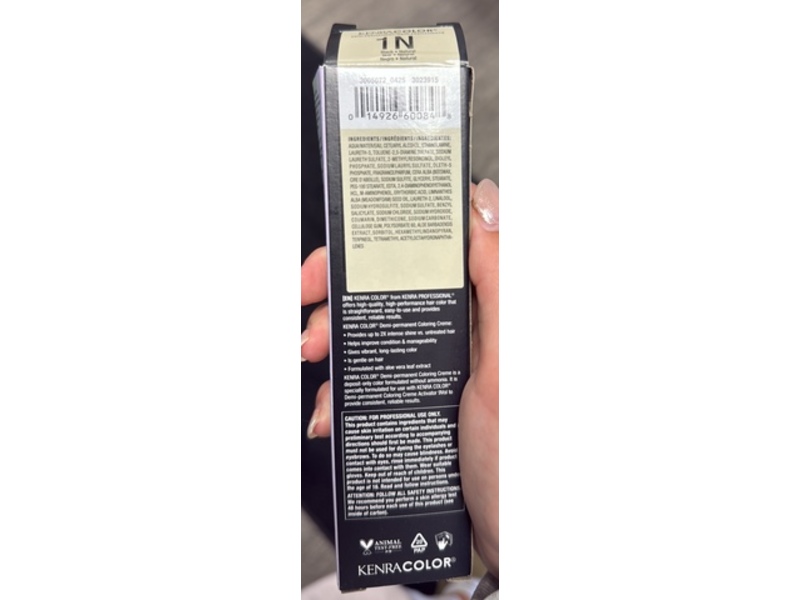 Kenra Color Demi - Permanent Coloring Cream, 1 N Black, 2 fl oz/58 mL