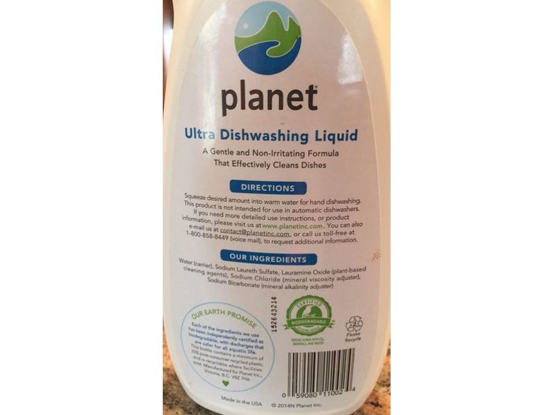 Planet Ultra Dishwashing Liquid, Free & Clear, 25 fl oz/739 mL, Pack Of 12