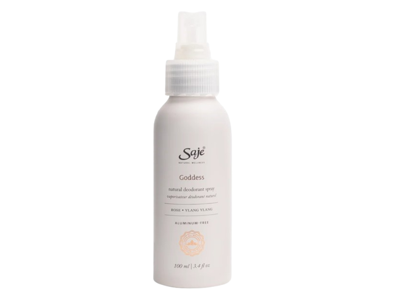 Saje Natural Wellness Natural Deodorant Spray, Goddess, Rose, Ylang Ylang, 3.4 fl oz/100 mL