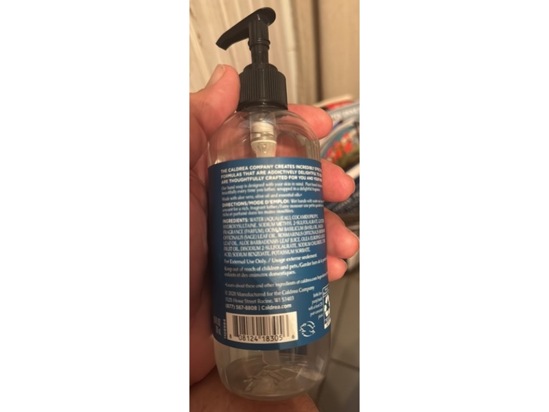 Caldrea Hand Wash Soap, Basil Blue Sage Scent, 10.8 oz