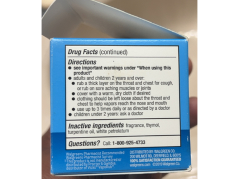Walgreens Chest Rub Cough Suppressant, 1.76 oz/50 g
