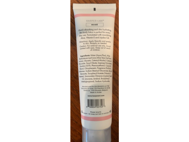 Harper + Ari Moisturizing Lotion, Rose, 2 fl oz/59 mL