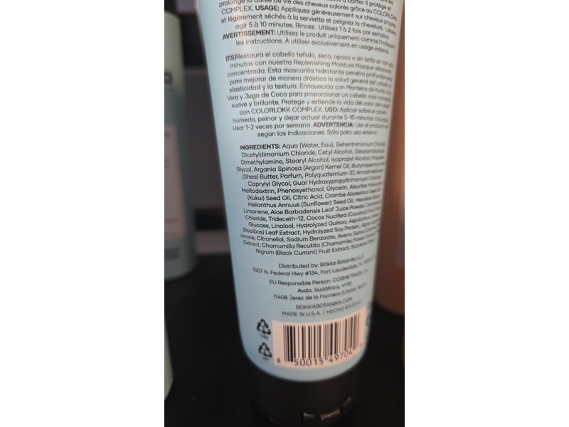 Bokka Botanika Plant Powered Color Care Replenishing Moisture Masque, 8 fl oz/237 mL