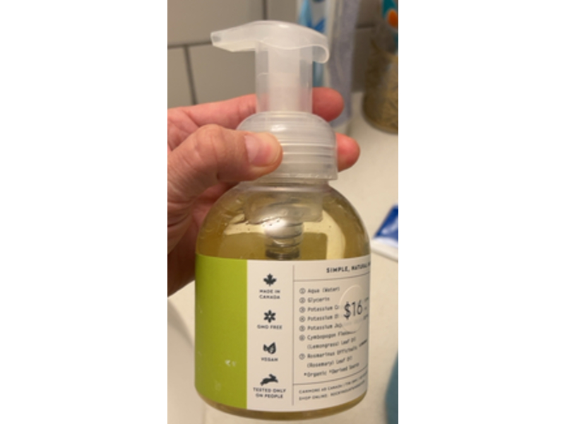 Rocky Mountain Soap Co Foaming Wash, Organic Coconut Oil + Lemongrass & Rosemary, 240 mL