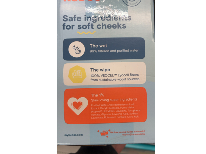 Kudos Skin-Loving, Sustainable Baby Wet Wipes, 180 Count, 3 Pack