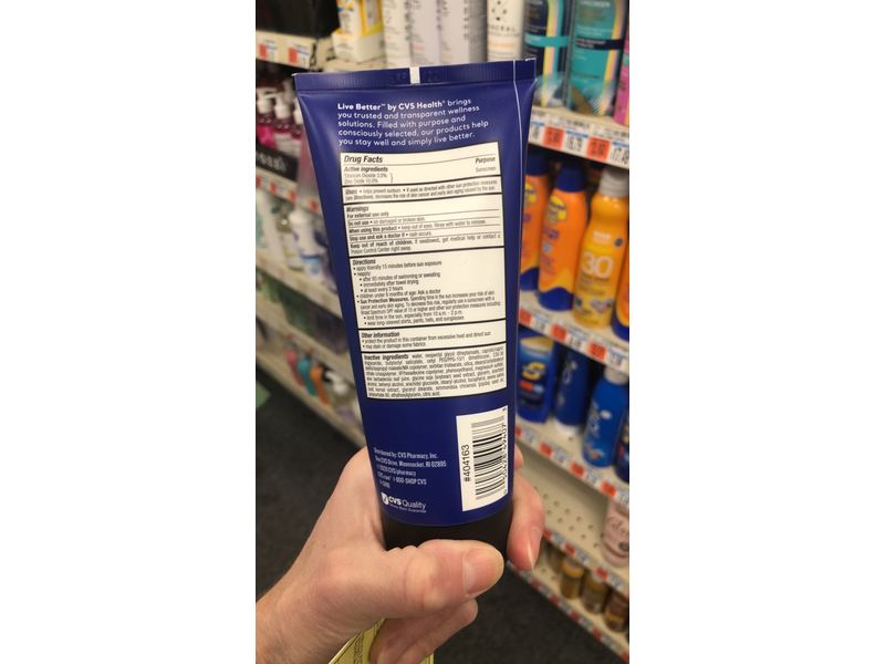 CVS Health Live Better Body Mineral Sunscreen, SPF 30, 6 fl oz (177 mL)