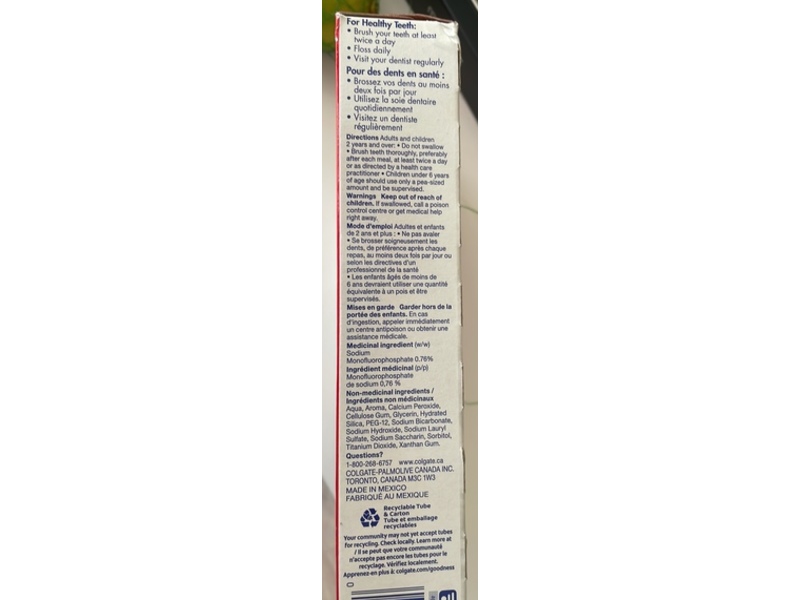 Colgate Baking Soda and Peroxide Whitening Toothpaste, Brisk Mint, 120 mL, Pack Of 3