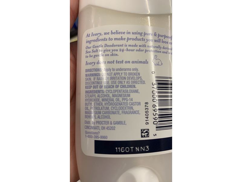 Ivory Gentle Deodorant, Coconut Scent, 2.4 oz/68 g