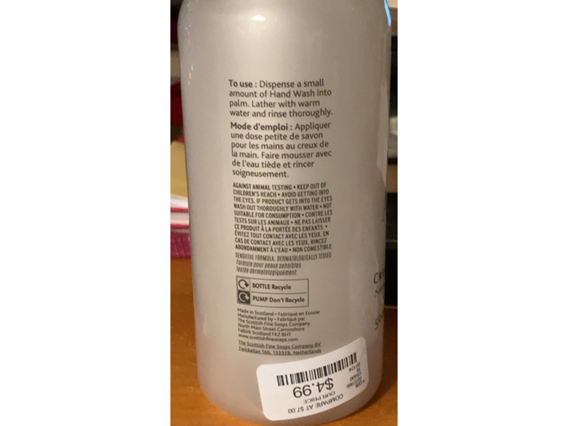 The Scottish Fine Soaps Au Lait Cream Hand Wash, 16.9 fl oz/500 mL