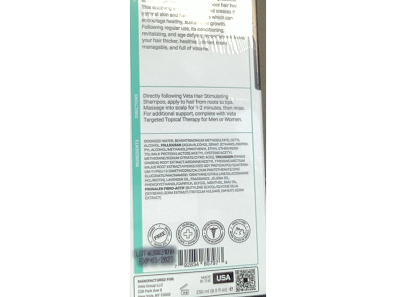 Veta Hair Stimulating Conditioner, 8.5 fl oz/250 mL