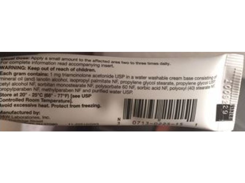 Triamcinolone Acetonide Cream USP 0.1%, 15g, G&W Laboratories (RX)