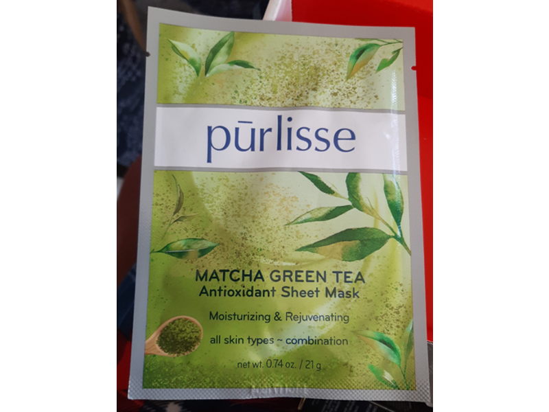 Purlisse Antioxidant Sheet Mask, Matcha Green Tea, 0.74 oz, Pack Of 6