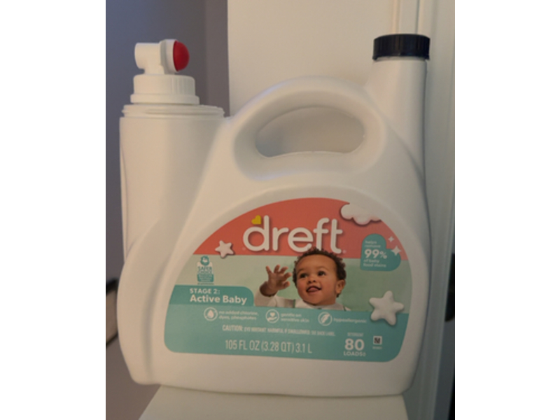 Dreft Stage 2: Active Baby Liquid Detergent , 80 Loads, 105 fl oz/3.1 L
