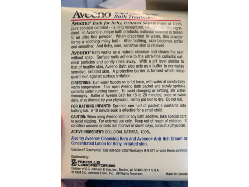 Aveeno Soothing Formula Bath Treatment, Colloid Oatmeal, 12 oz/340 g, Pack Of 8