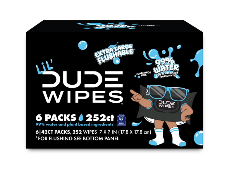 Dude Wipes 99% Water Flushable Wipes, Fragrance Free, 25 Count, Pack Of 6