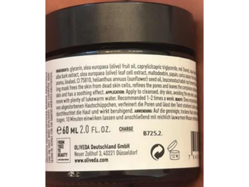 Oliveda Face Mask, F76 Honey Enzyme, 2 fl oz/60 mL