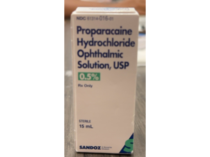Proparacaine Hydrochloride Ophthalmic Solution 0.5%, 15 mL, Sandoz (Rx)