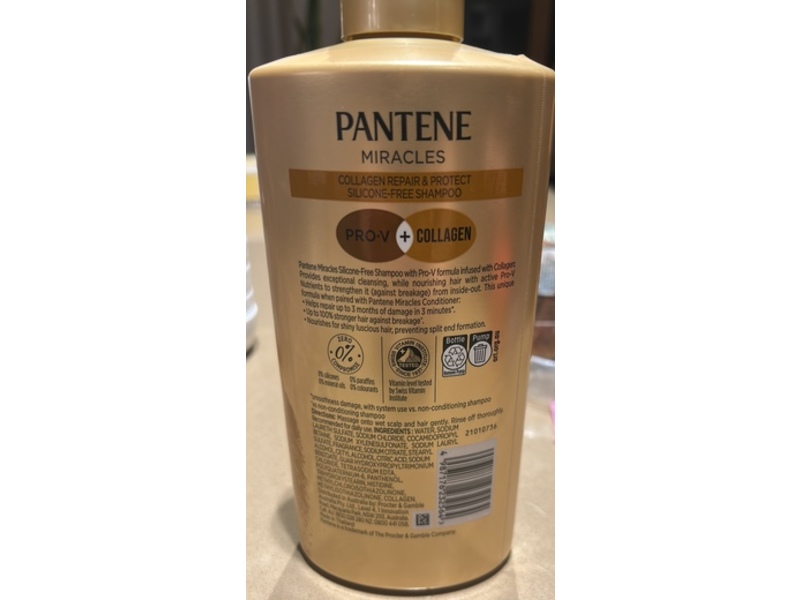 Pantene Miracles Repair & Protect Silicone-Free Shampoo, Collagen, 650 mL
