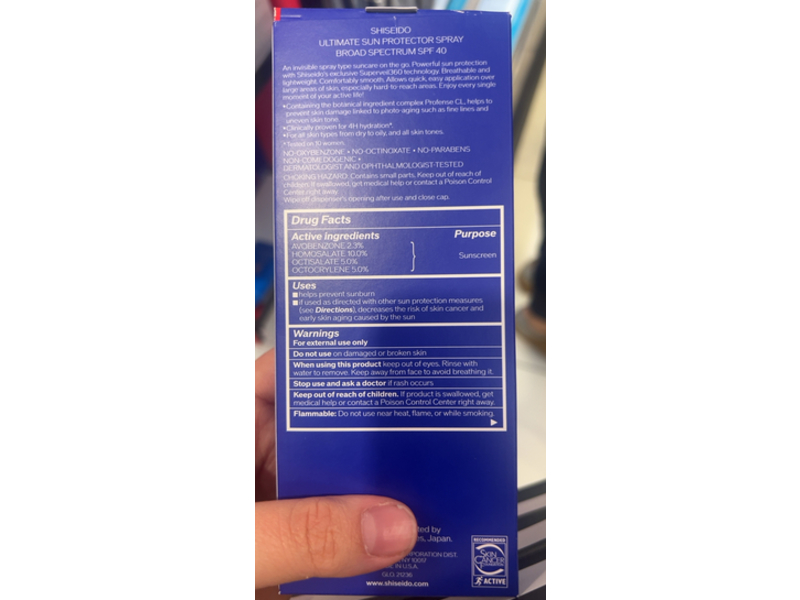 Shiseido Ultimate Sun Protector Spray, SPF 40, 5 fl oz/150 mL