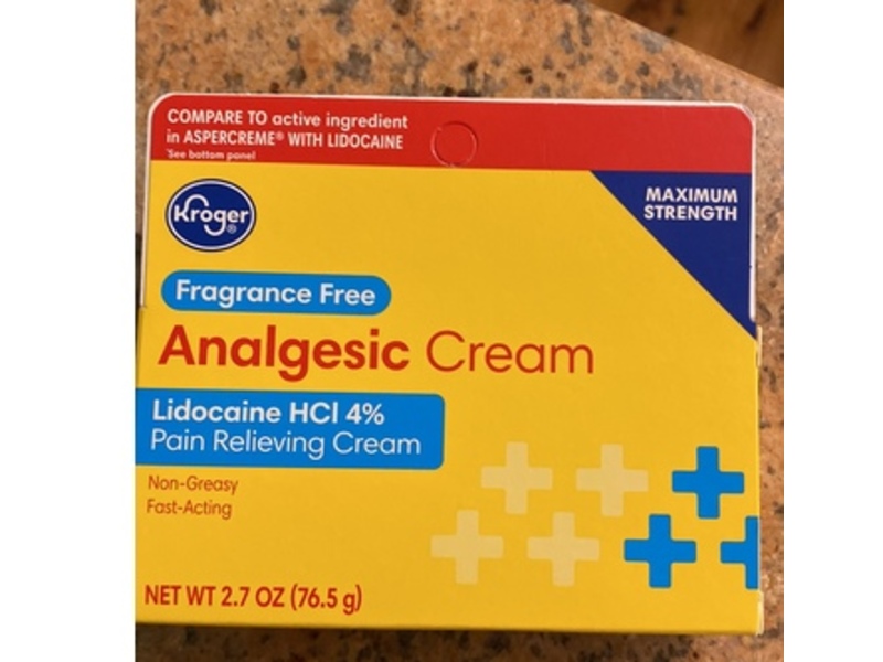 Kroger Analgesic Cream, Lidocaine Hcl 4%, 2.7 oz/76.5 g