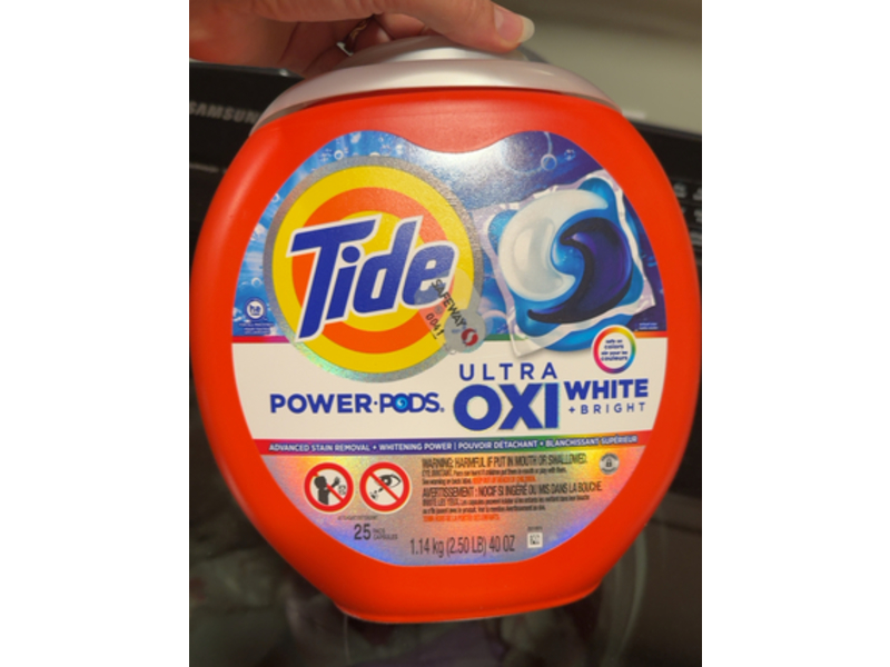 Tide Power Pods Ultra Oxi White Laundry Detergent, 25 Pacs, 40 oz/1.14 kg,
