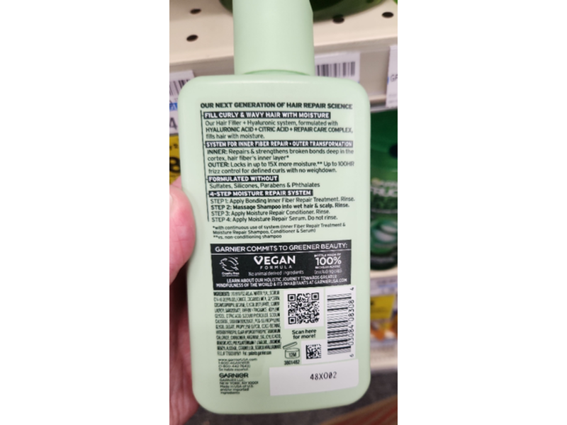 Garnier Fructis Hair Filler Moisture Repair Shampoo, +Hyaluronic, 10.1 fl oz/300 mL