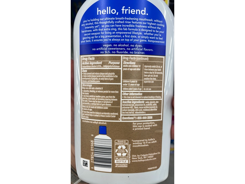 Hello Empower-Mint Antiplaque Mouthwash, Peppermint Pow, 16 fl oz/473 mL, Pack Of 3