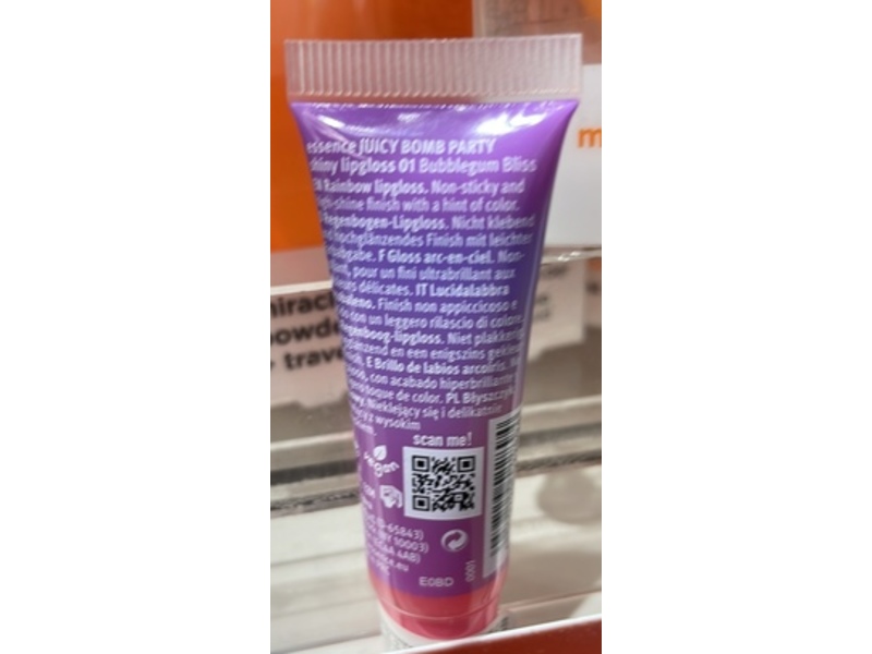 Essence Juicy Bomb Party Shiny Lip Gloss, 01 Bubblegum Bliss, 0.33 fl oz/10 mL