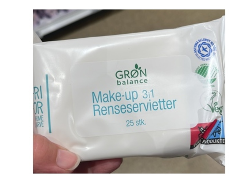 Gron Balance Make-up 3:1 Cleansing Wipes, 25 Count