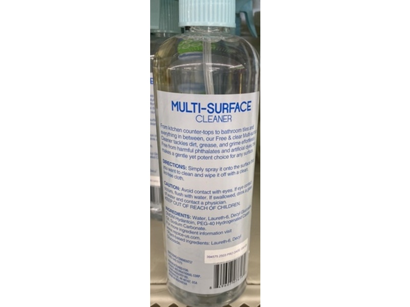 Homebright Free & Clear Multi-Surface Cleaner, 16.9 fl oz/500 mL