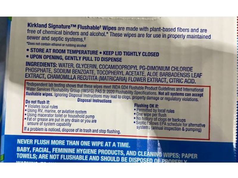 Kirkland Signature Flushable Wipes, Feel Clean & Fresh, 640 Count