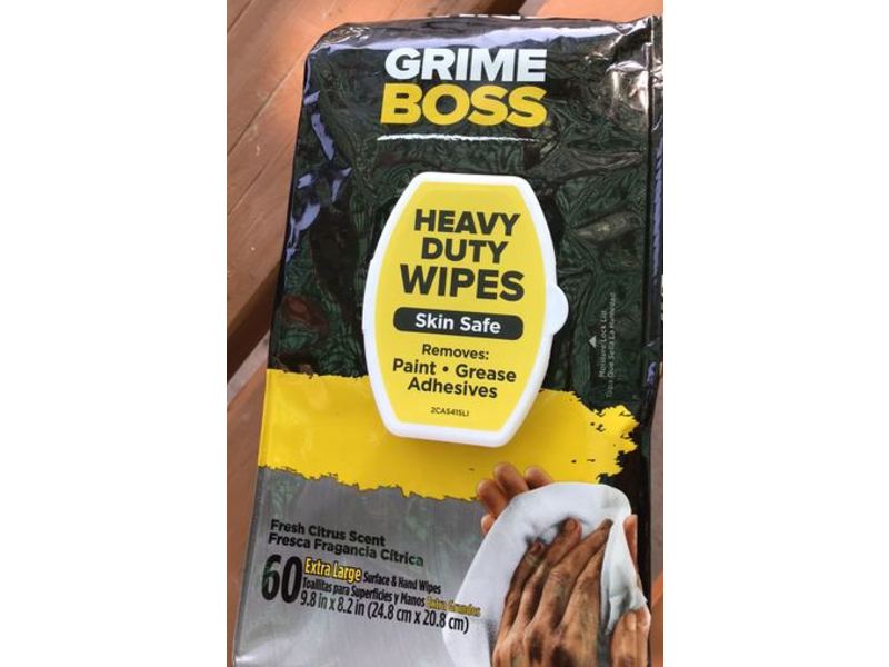 Grime Boss Heavy-Duty Hand Wipes, Citrus Scent, 60 Count