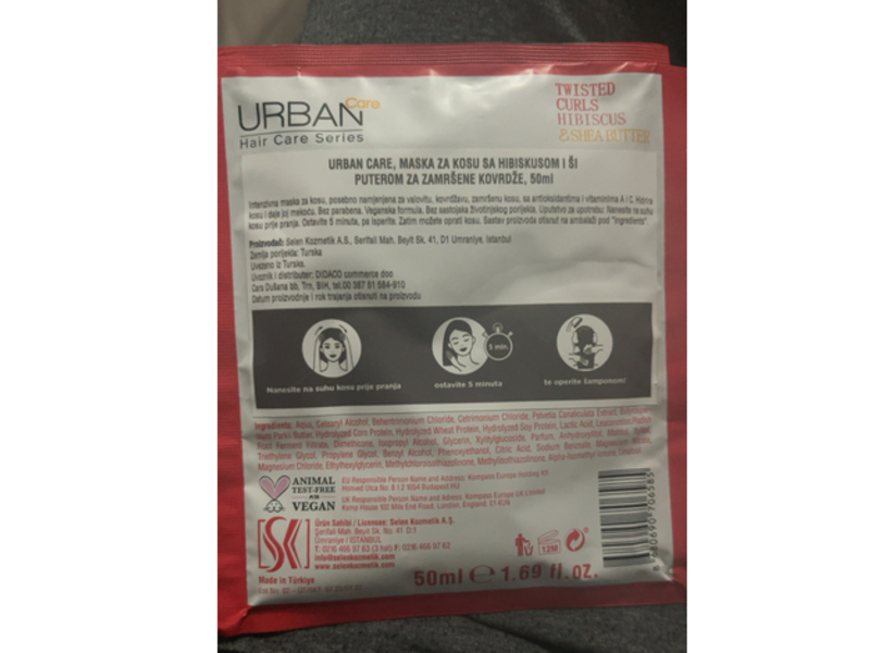 Urban Care Twisted Curls Pre-Wash Hair Mask, Hibiscus & Shea Butter, 1.69 fl oz/50 mL