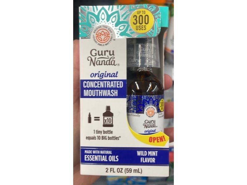 GuruNanda Concentrated Mouthwash, Wild Mint Flavor, 2 fl oz/59 mL