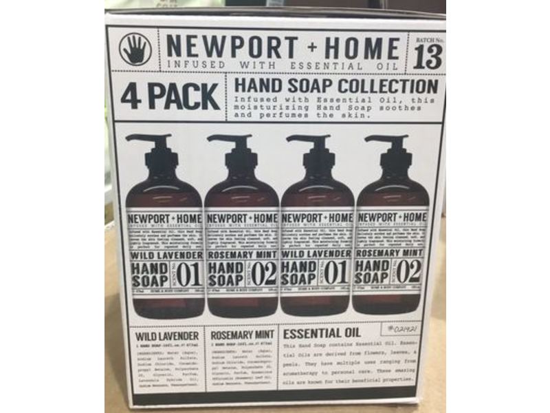 Newport + Home Hand Soap, Wild Lavender, Rosemary Mint, 16 fl oz/473 mL, Pack Of 4