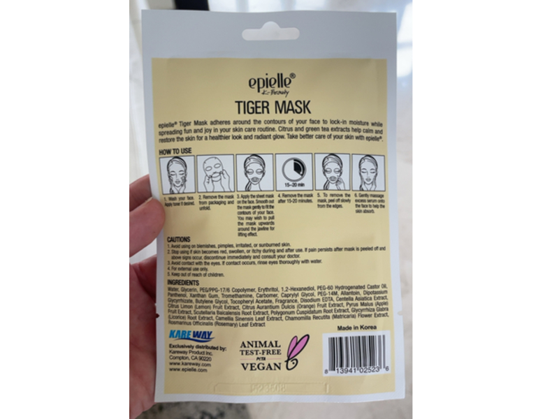 Epielle Calming & Restoring Tiger Mask, Citrus & Green Tea, 0.8 fl oz/23 g, 1 Count